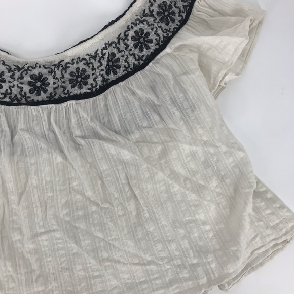 American eagle off the shoulder top medium floral embroidered boho - Picture 2 of 7